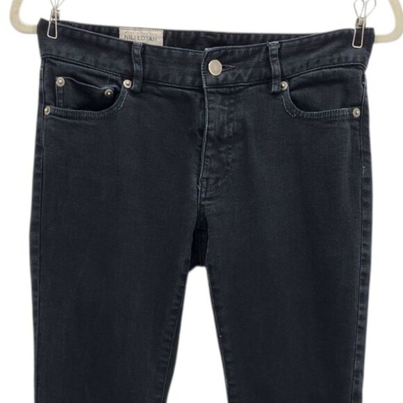 Nili Lotan Womens 2 Jeans 111/88 80 NL Skinny Crop Raw Hem Black Denim Jeans - Picture 2 of 10